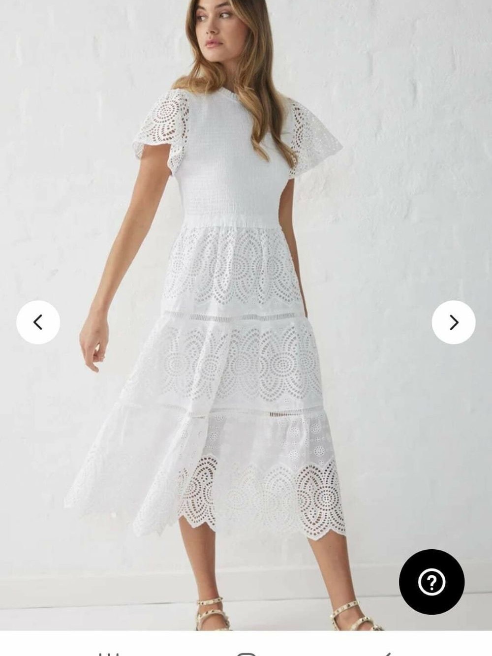 DECJUBA White Queenie Broderie Midi Dress - size 10 AUS 6-8US Lace Midi Dress